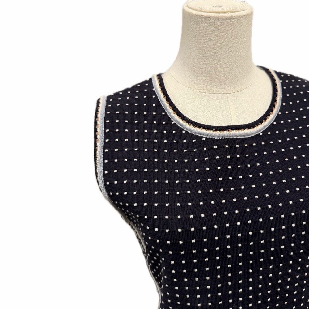 tory burch mini geo stitch sleeveless dress blue and white dot medium M - Picture 4 of 7